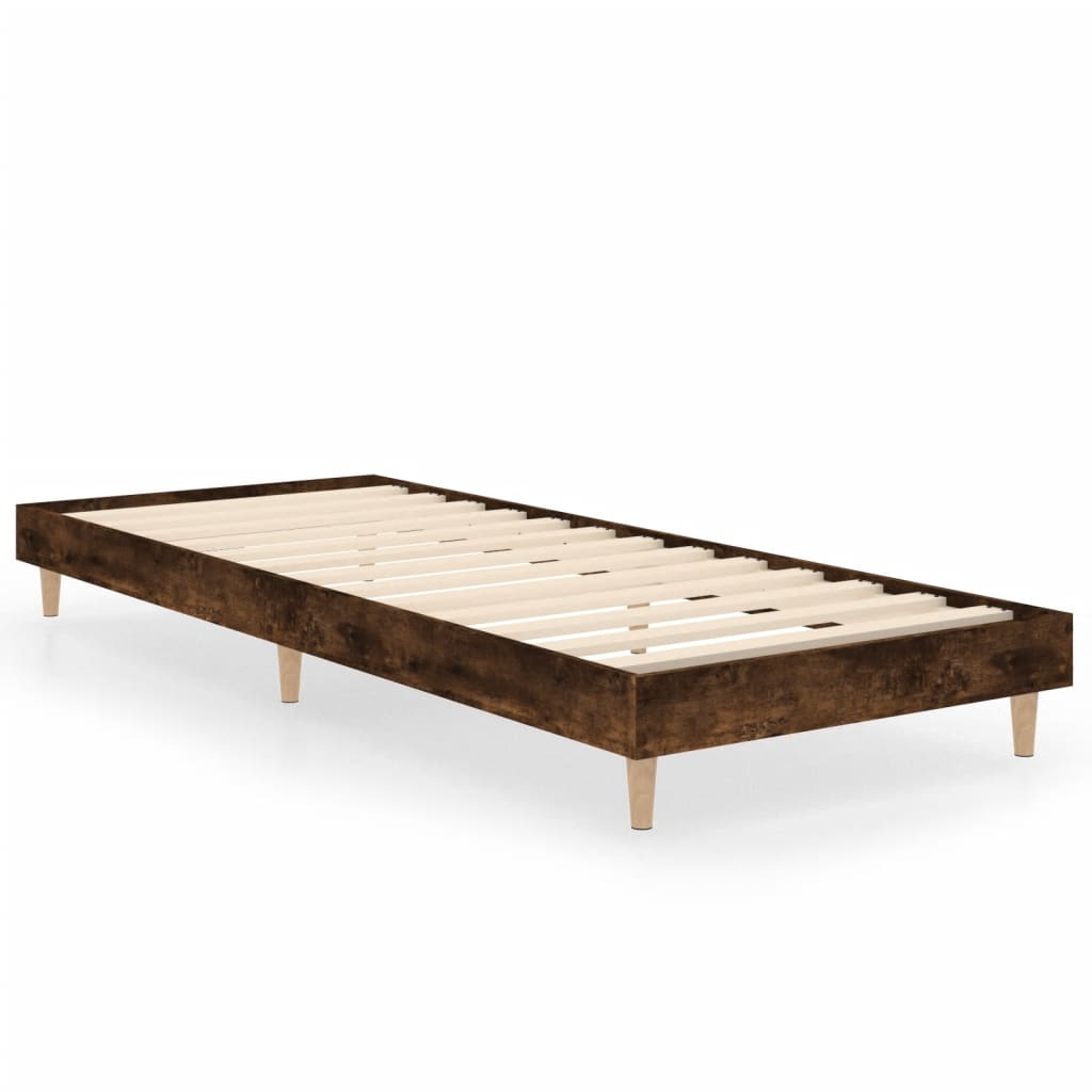vidaXL Bed Frame without Mattress Smoked Oak 75x190 cm Small Single Engineered Wood 2