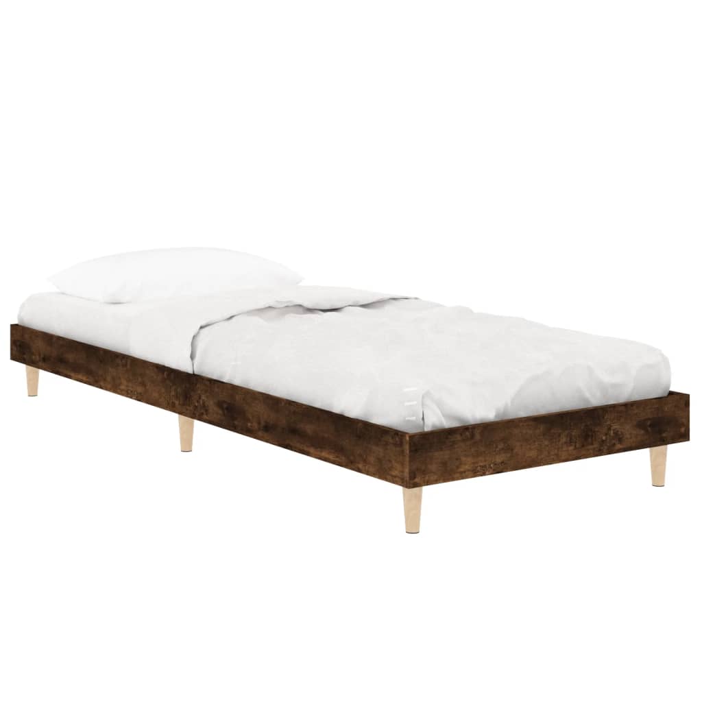 vidaXL Bed Frame without Mattress Smoked Oak 75x190 cm Small Single Engineered Wood 5