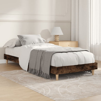 vidaXL Bed Frame without Mattress Smoked Oak 75x190 cm Small Single Engineered Wood 1