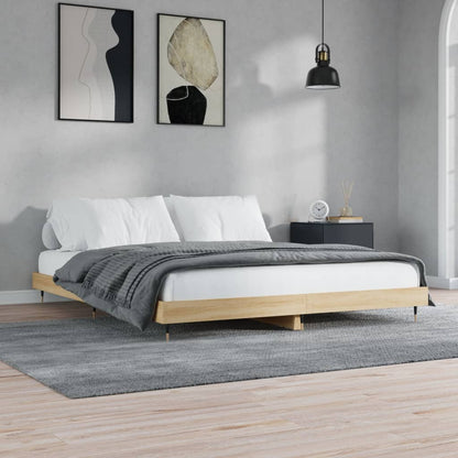 vidaXL Bed Frame without Mattress Sonoma Oak 120x200 cm Engineered Wood 3