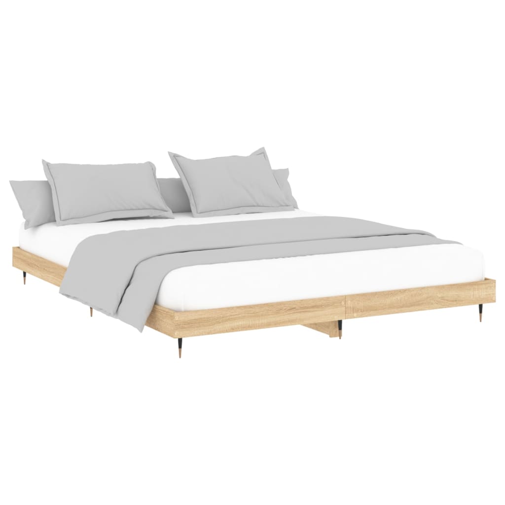 vidaXL Bed Frame without Mattress Sonoma Oak 120x200 cm Engineered Wood 4