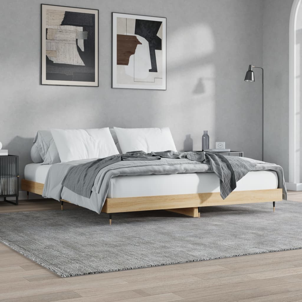 vidaXL Bed Frame without Mattress Sonoma Oak 120x200 cm Engineered Wood 1