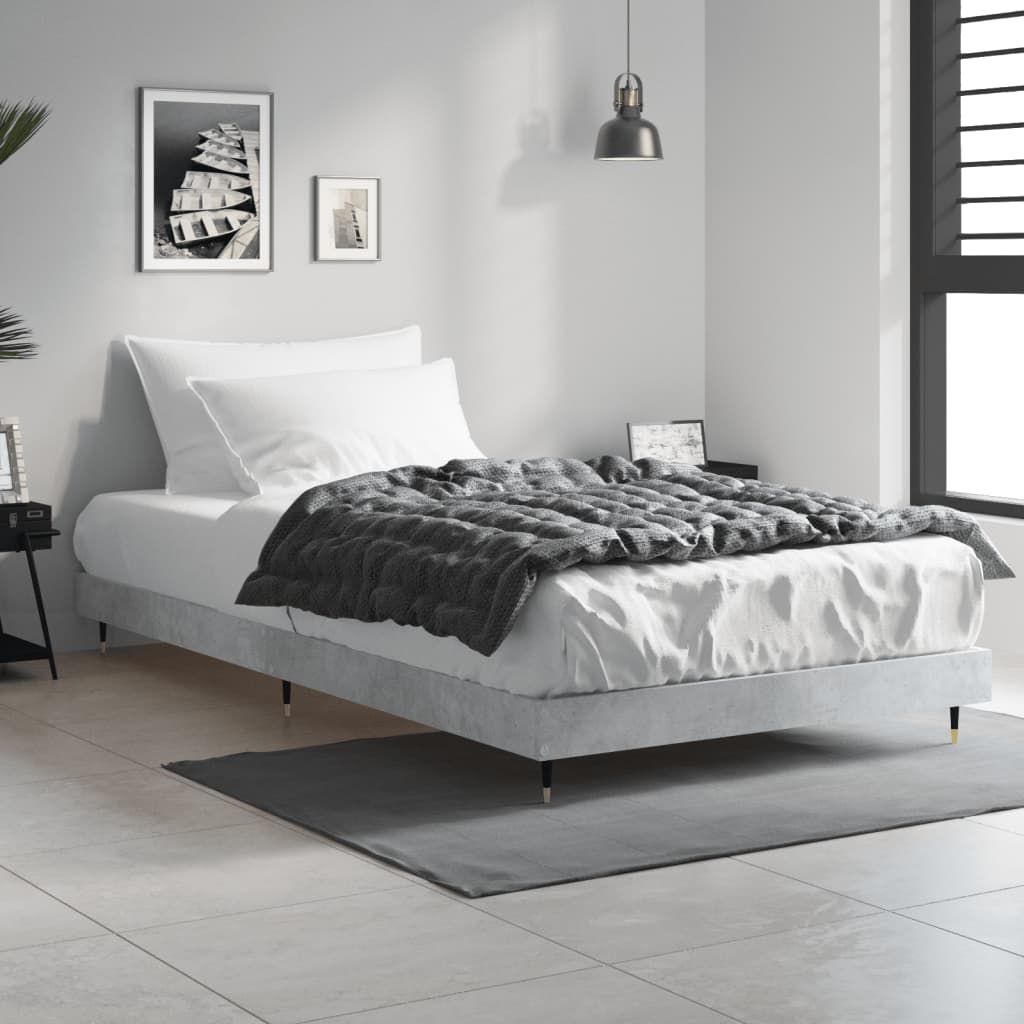 vidaXL Bed Frame without Mattress Concrete Grey 100x200 cm 3