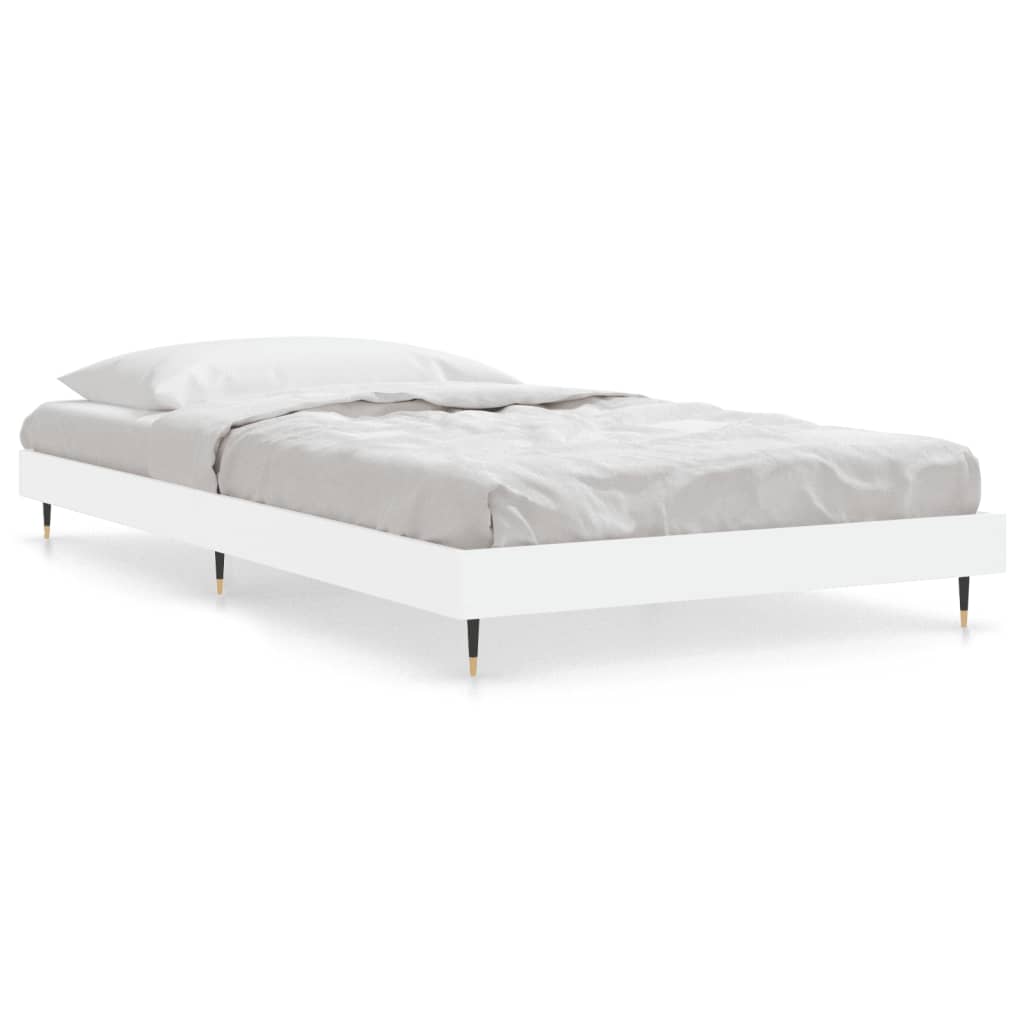 vidaXL Bed Frame without Mattress White 90x200 cm Engineered Wood 2