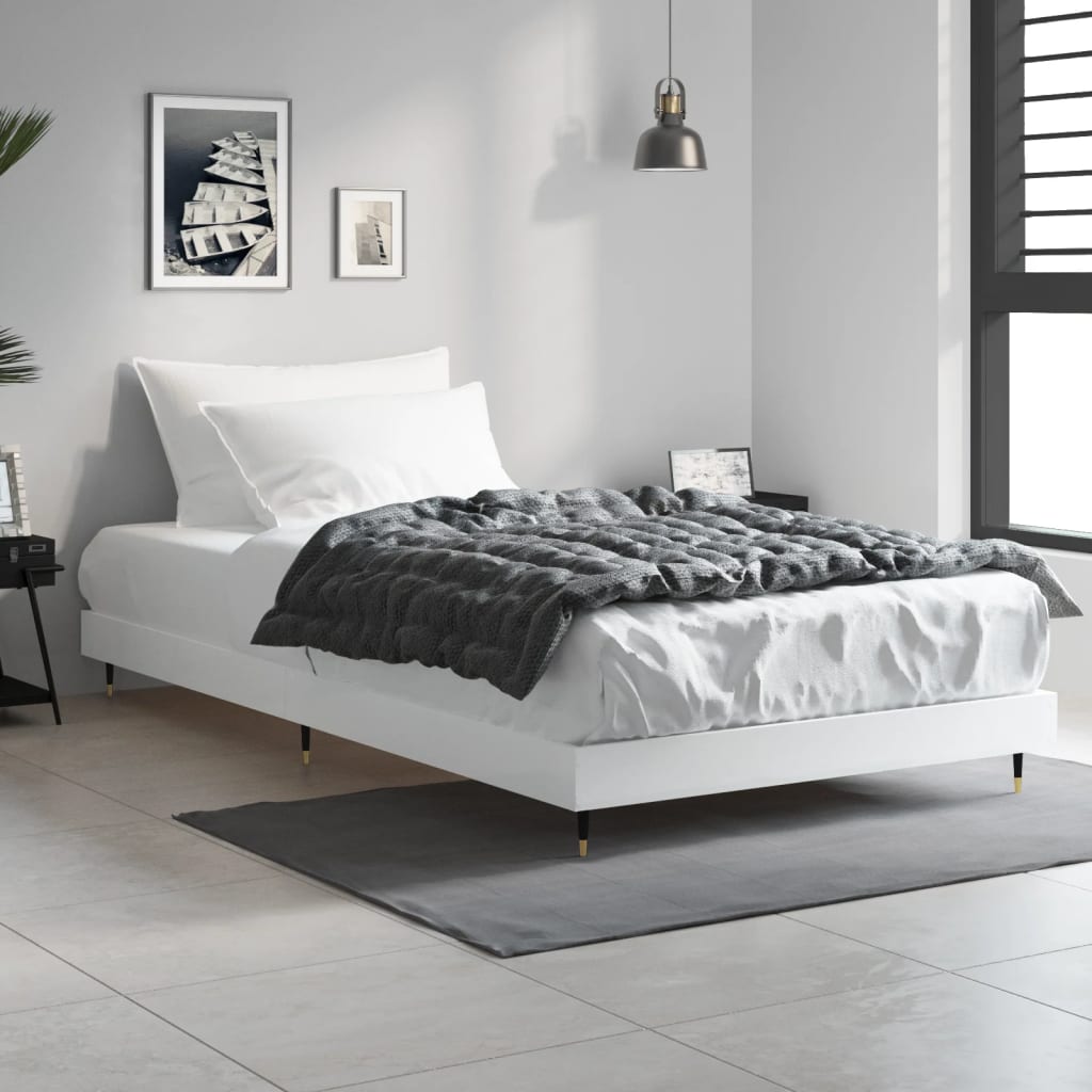 vidaXL Bed Frame without Mattress White 90x200 cm Engineered Wood 3