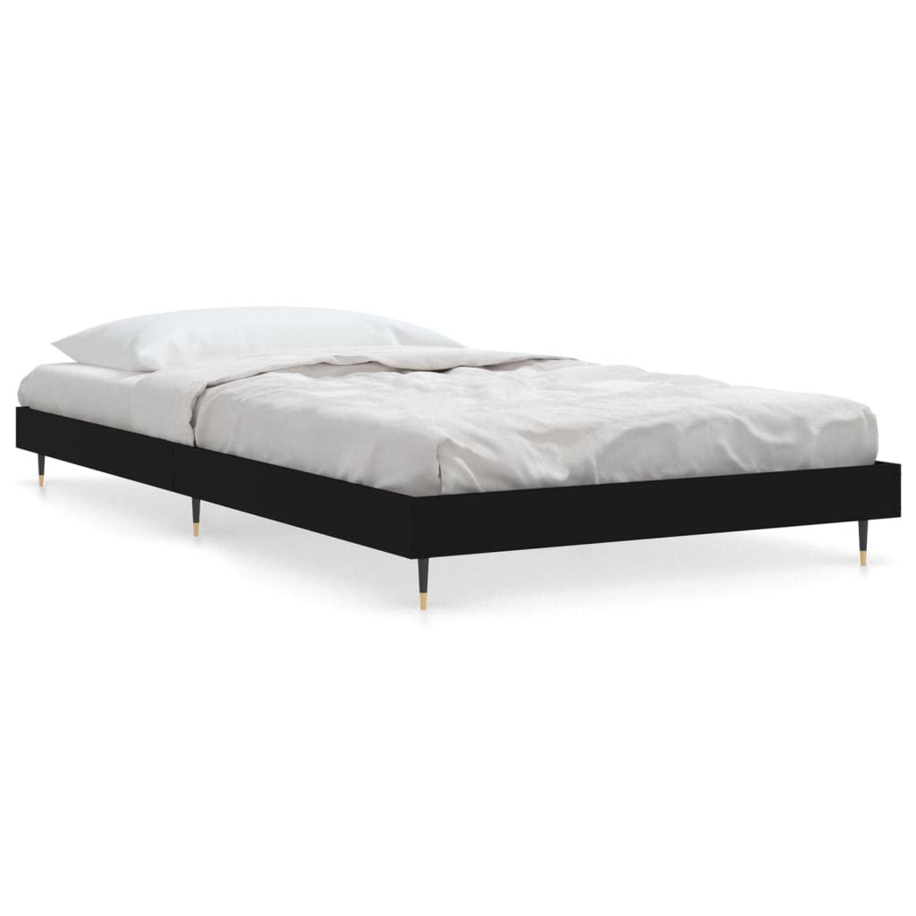 vidaXL Bed Frame without Mattress Black 90x200 cm Engineered Wood 2