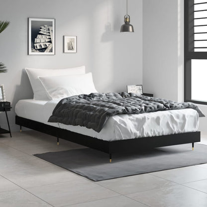 vidaXL Bed Frame without Mattress Black 90x200 cm Engineered Wood 3