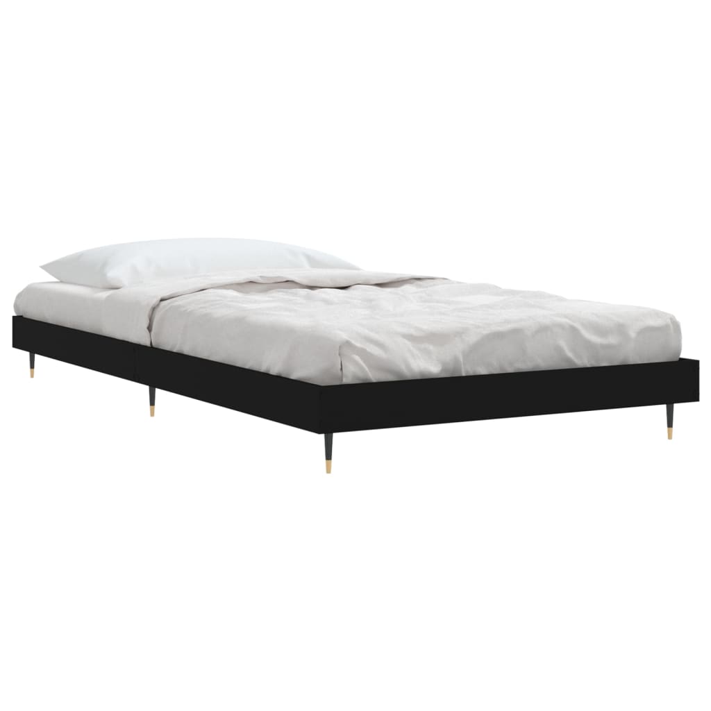 vidaXL Bed Frame without Mattress Black 90x200 cm Engineered Wood 4