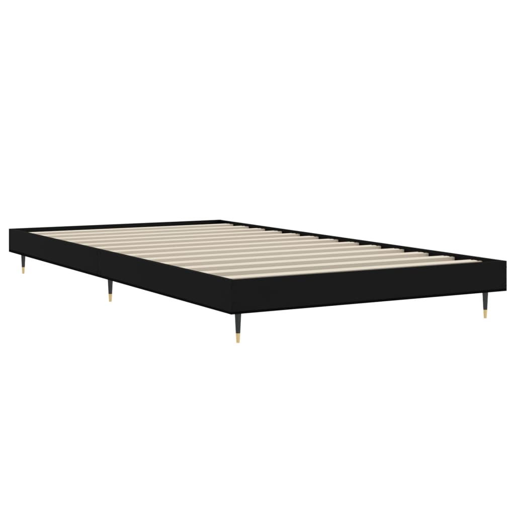 vidaXL Bed Frame without Mattress Black 90x200 cm Engineered Wood 5