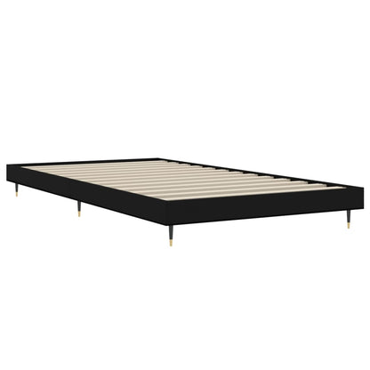 vidaXL Bed Frame without Mattress Black 90x200 cm Engineered Wood 5