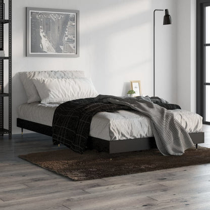 vidaXL Bed Frame without Mattress Black 90x200 cm Engineered Wood 1