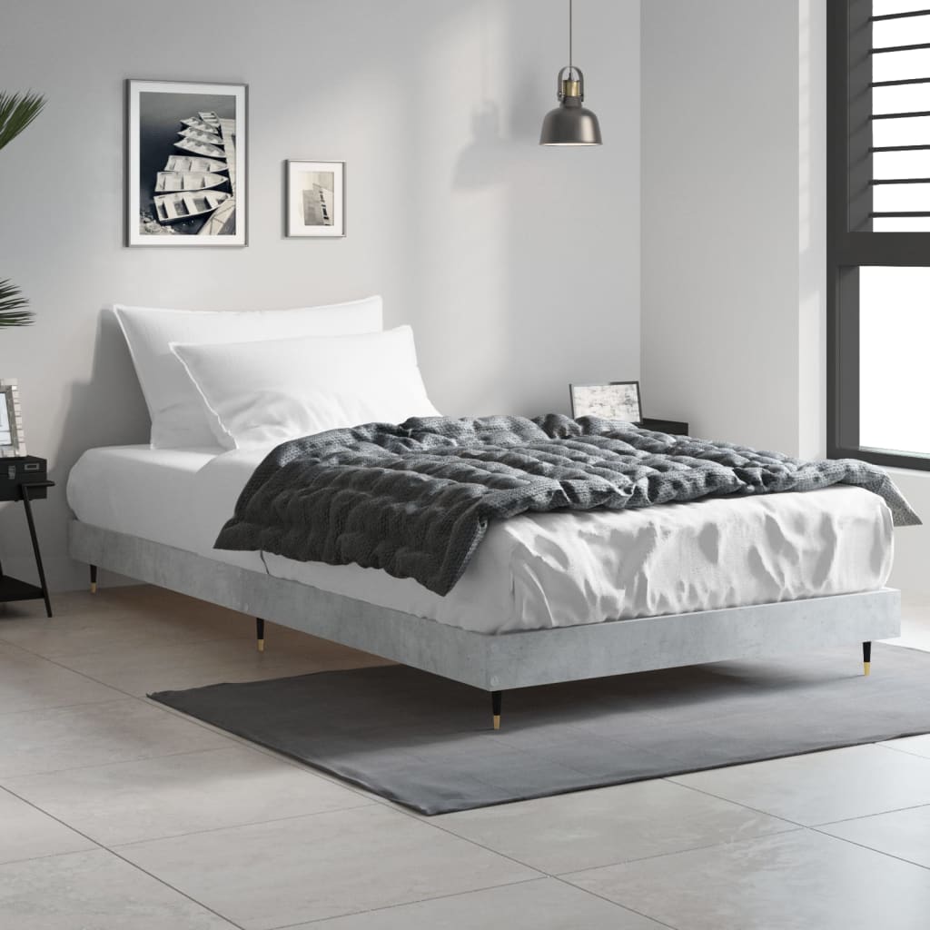 vidaXL Bed Frame without Mattress Concrete Grey 90x200 cm 3