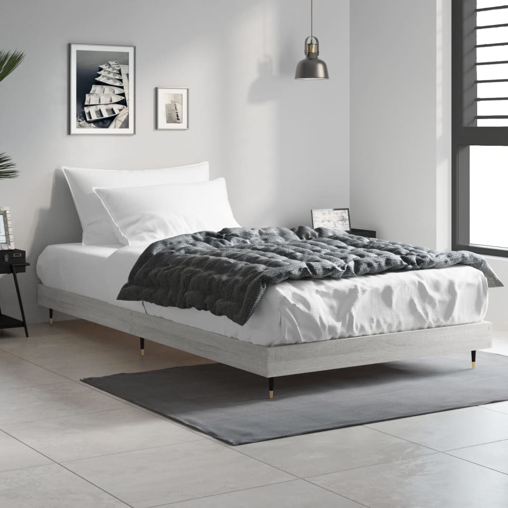 vidaXL Bed Frame without Mattress Grey Sonoma 90x200 cm Engineered Wood 3