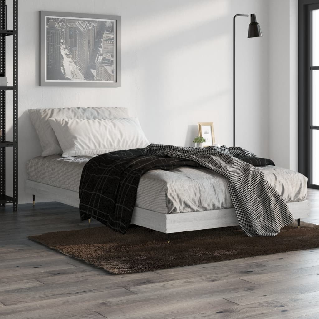 vidaXL Bed Frame without Mattress Grey Sonoma 90x200 cm Engineered Wood 1