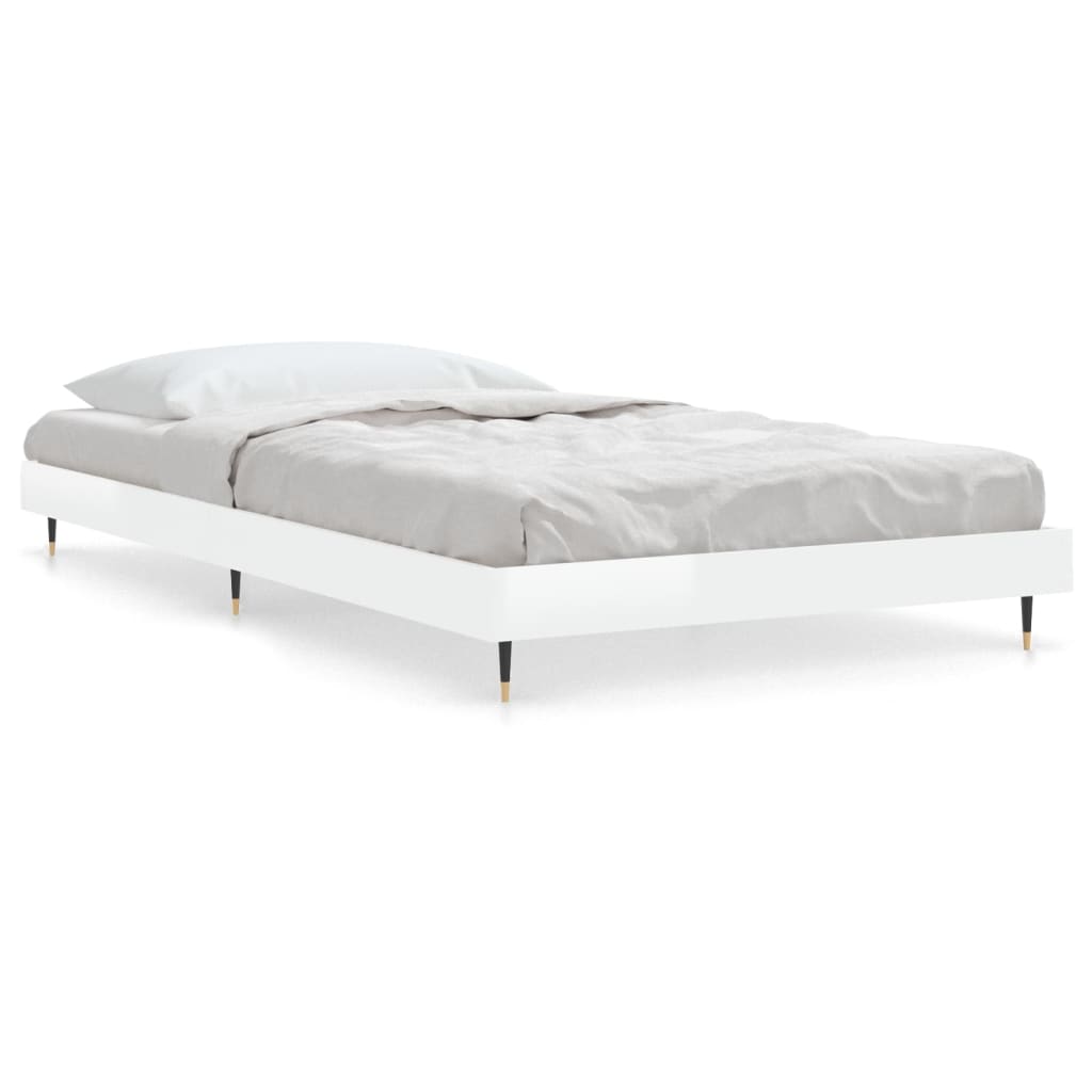 vidaXL Bed Frame without Mattress High Gloss White 90x190 cm Single 2