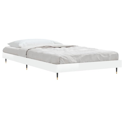 vidaXL Bed Frame without Mattress High Gloss White 90x190 cm Single 4