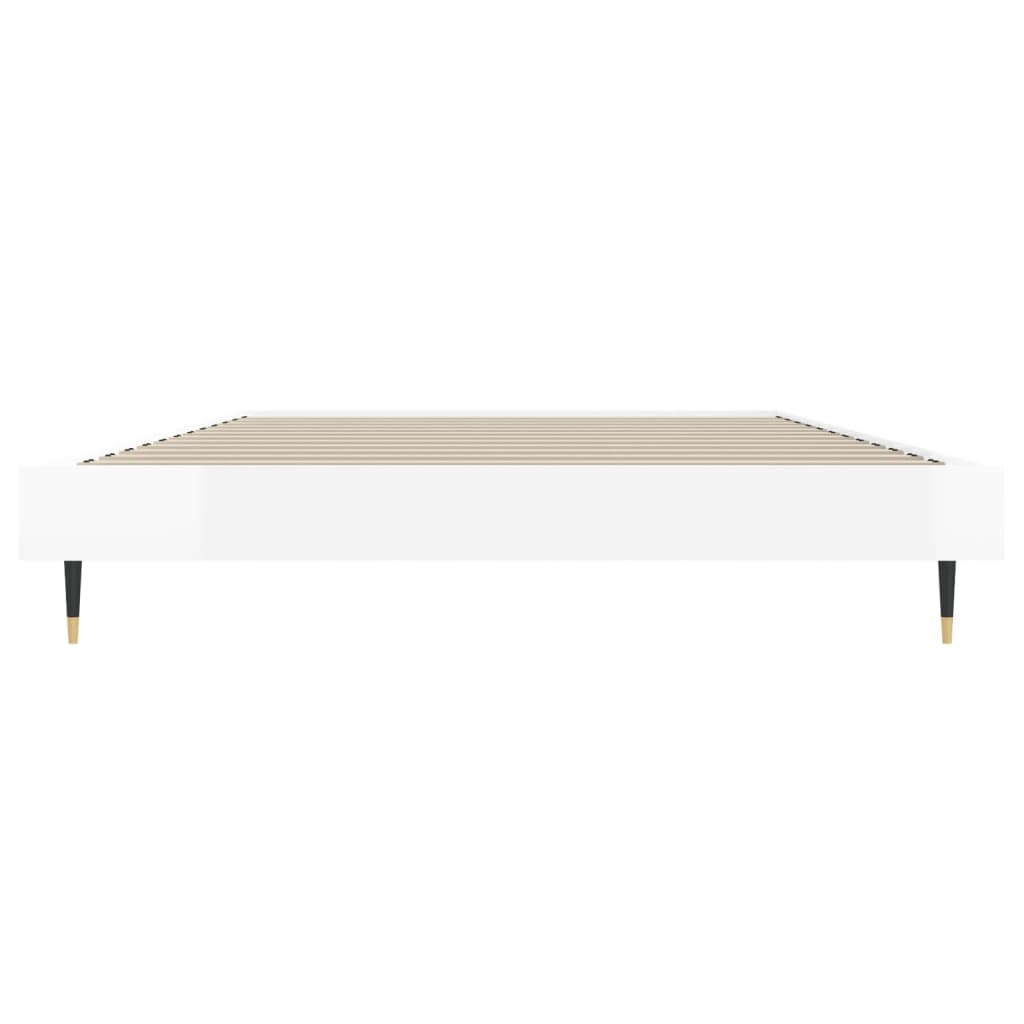 vidaXL Bed Frame without Mattress High Gloss White 90x190 cm Single 6