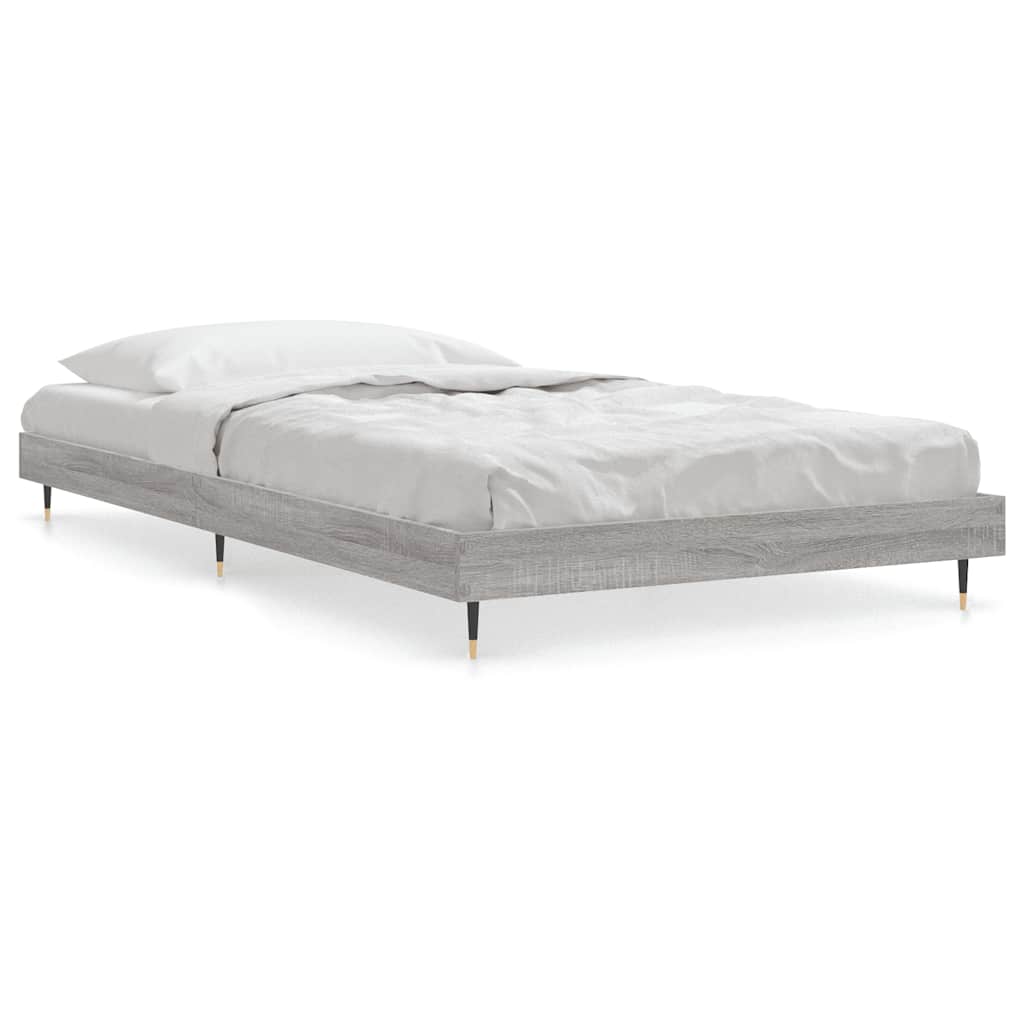 vidaXL Bed Frame without Mattress Grey Sonoma 90x190 cm Single Engineered Wood 2