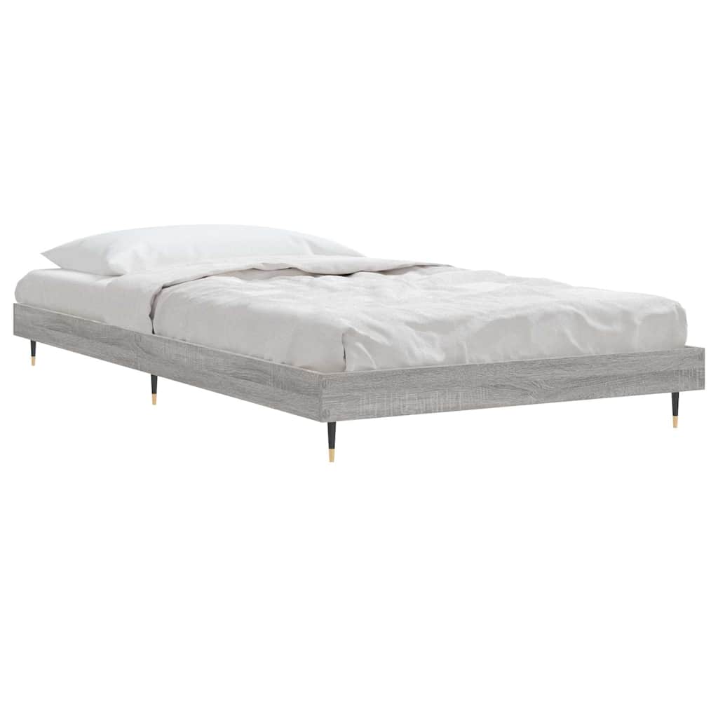 vidaXL Bed Frame without Mattress Grey Sonoma 90x190 cm Single Engineered Wood 3