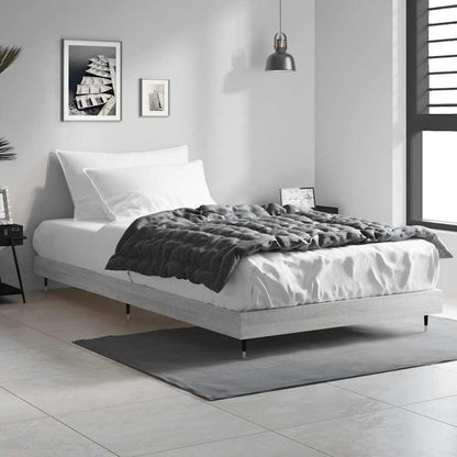 vidaXL Bed Frame without Mattress Grey Sonoma 90x190 cm Single Engineered Wood 4