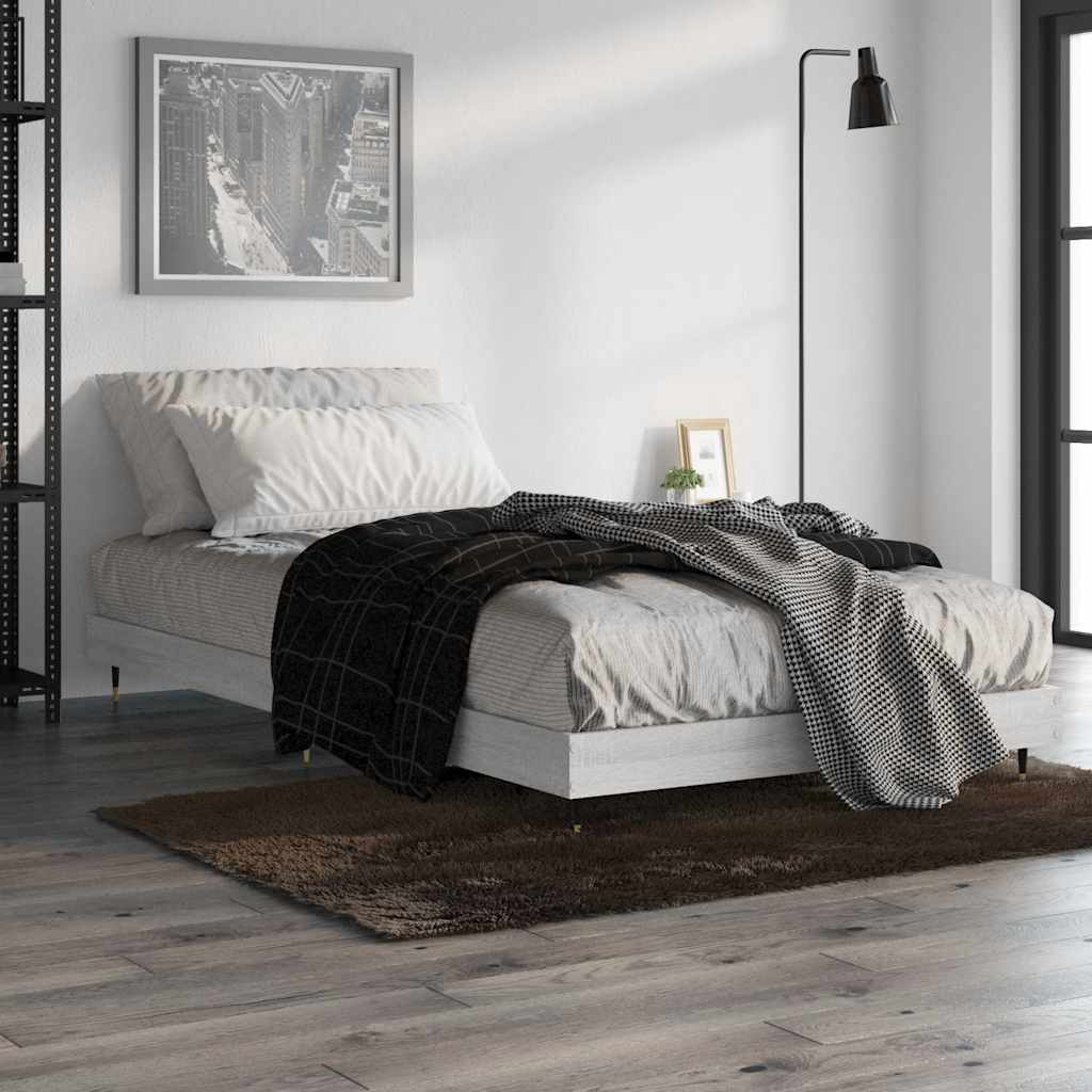 vidaXL Bed Frame without Mattress Grey Sonoma 90x190 cm Single Engineered Wood 1
