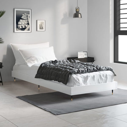 vidaXL Bed Frame without Mattress High Gloss White 75x190 cm Small Single 3