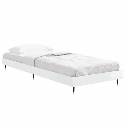 vidaXL Bed Frame without Mattress High Gloss White 75x190 cm Small Single 4