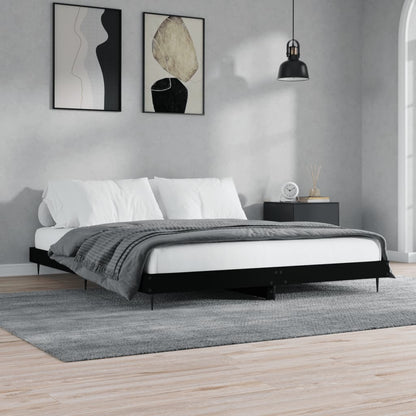 vidaXL Bed Frame without Mattress Engineered Wood Length 200 cm Black