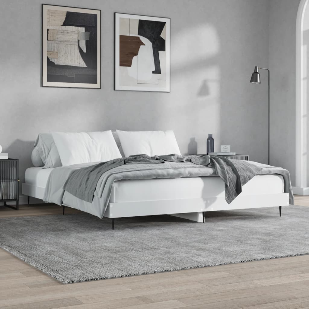 vidaXL Bed Frame without Mattress White 120x200 cm Engineered Wood 4