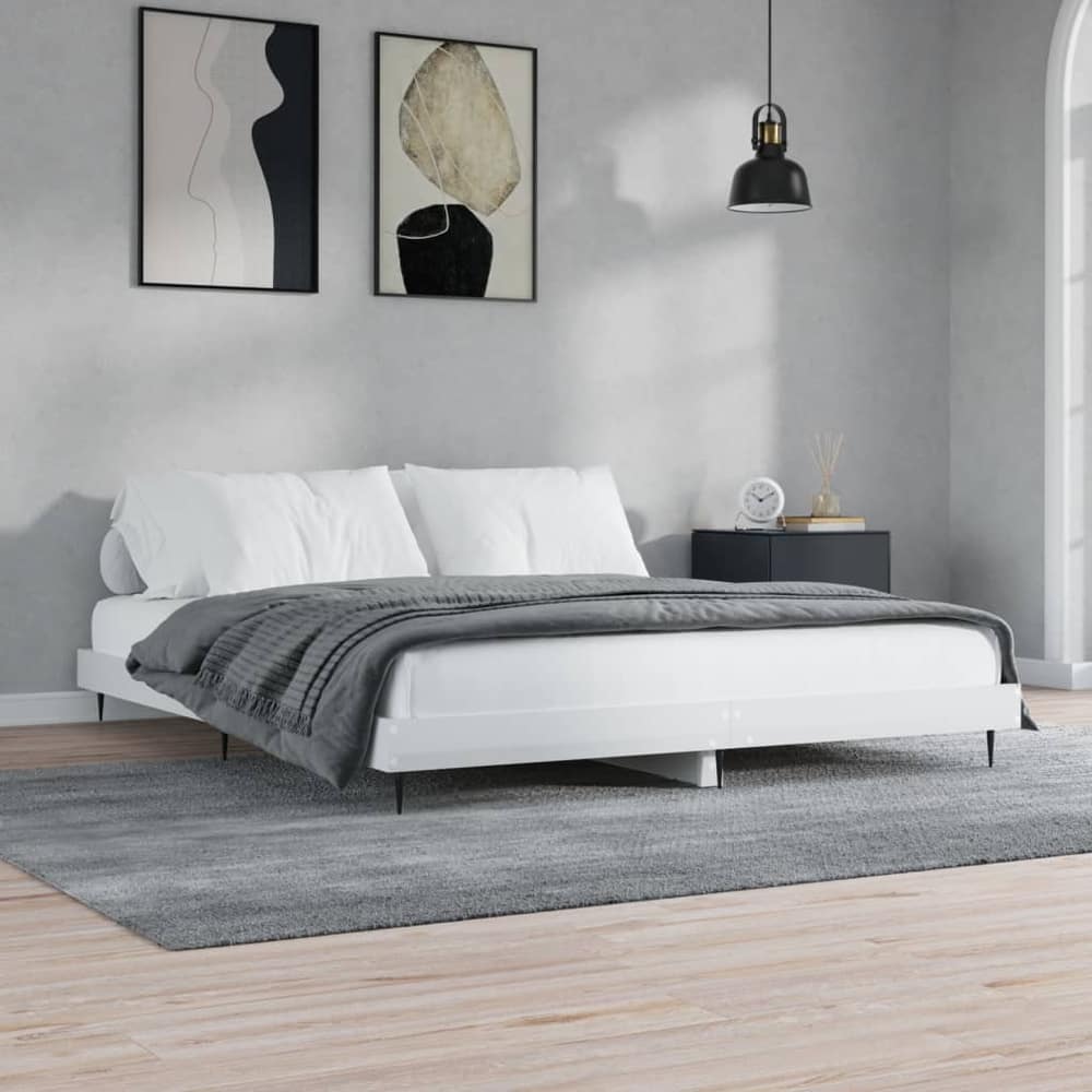 Bed Frame without Mattress Length 200 cm High Gloss White 120 cm