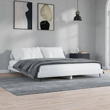 Bed Frame without Mattress Length 200 cm High Gloss White 120 cm
