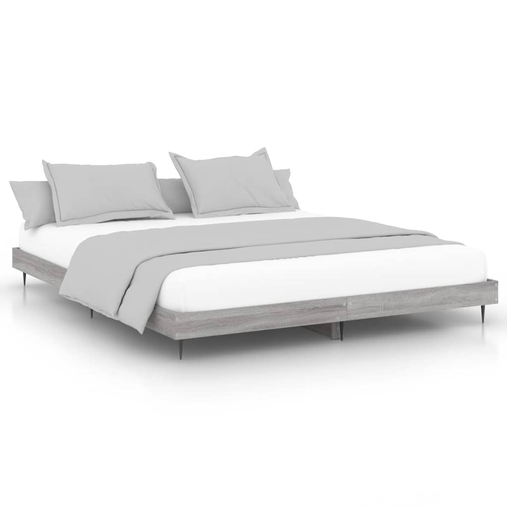vidaXL Bed Frame without Mattress Grey Sonoma 120x200 cm Engineered Wood 2