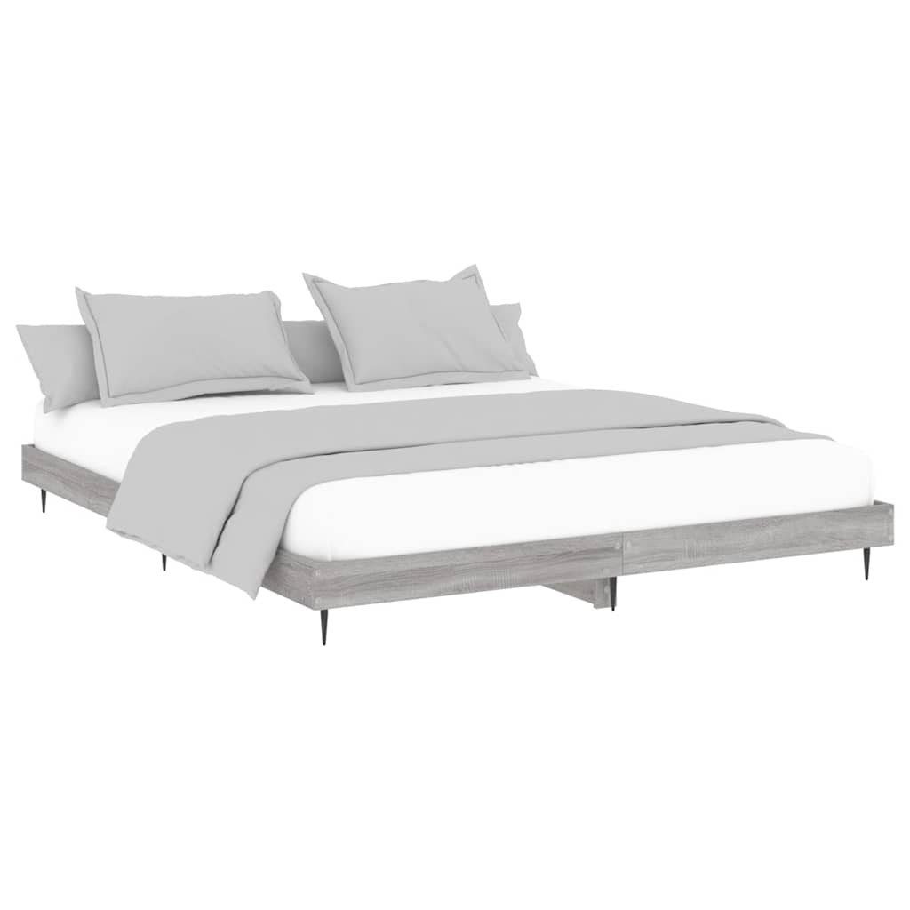 vidaXL Bed Frame without Mattress Grey Sonoma 120x200 cm Engineered Wood 3