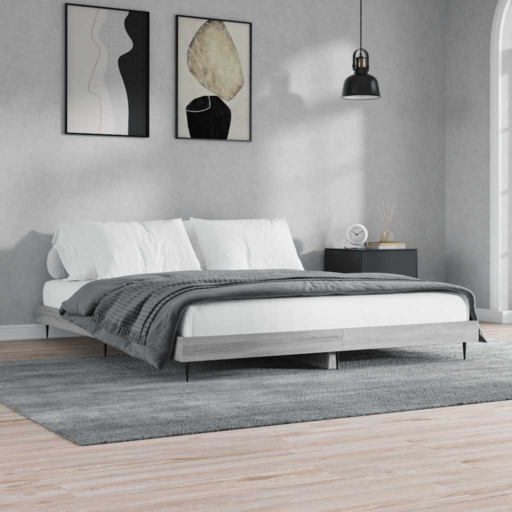 vidaXL Bed Frame without Mattress Grey Sonoma 120x200 cm Engineered Wood 1