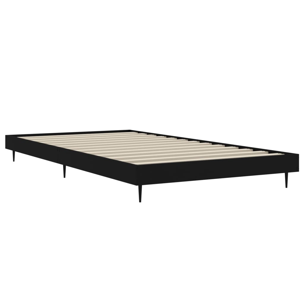 vidaXL Bed Frame without Mattress Black 100x200 cm Engineered Wood 5