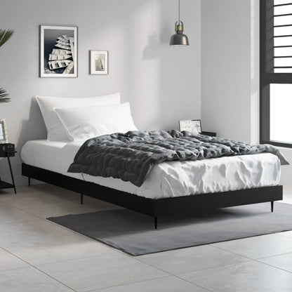 vidaXL Bed Frame without Mattress Black 100x200 cm Engineered Wood 1