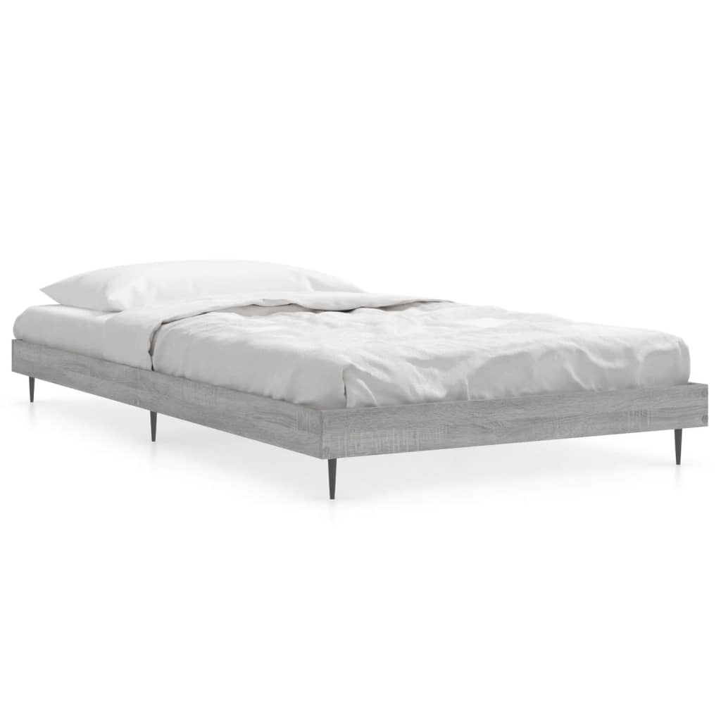 vidaXL Bed Frame without Mattress Grey Sonoma 100x200 cm Engineered Wood 2