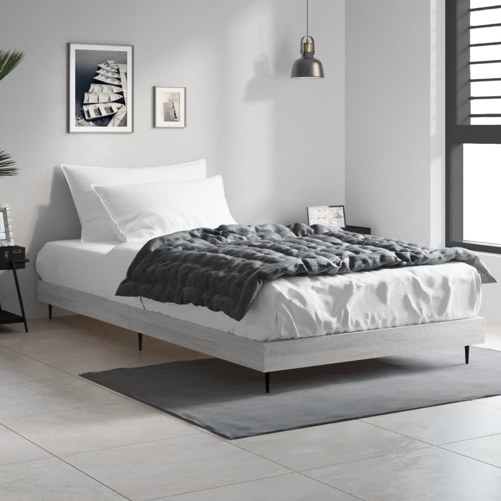 vidaXL Bed Frame without Mattress Grey Sonoma 100x200 cm Engineered Wood 1