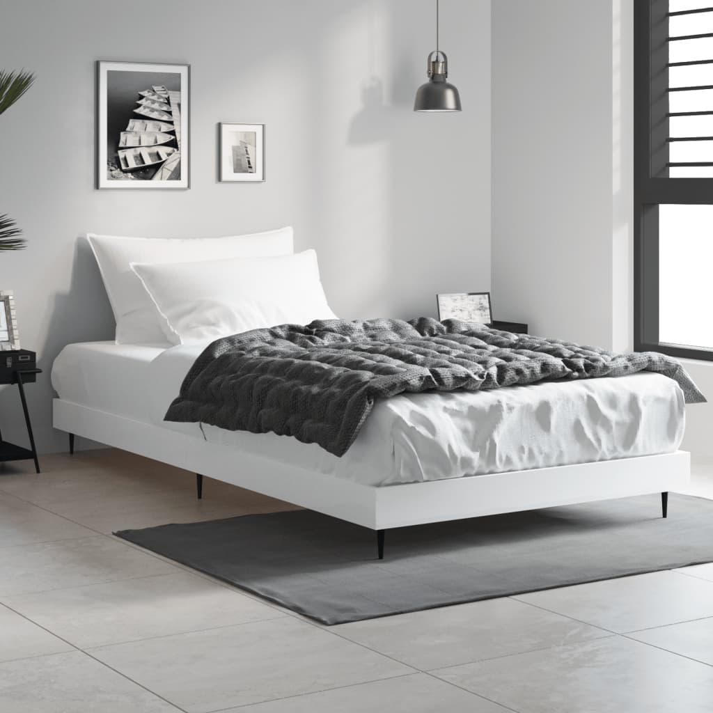 vidaXL Bed Frame without Mattress White 90x200 cm Engineered Wood 1