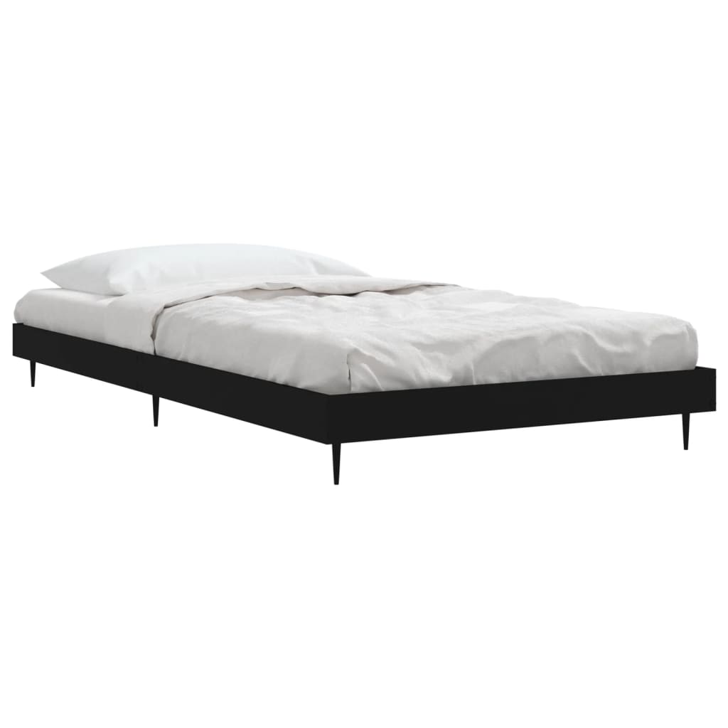 vidaXL Bed Frame without Mattress Black 90x200 cm Engineered Wood 3