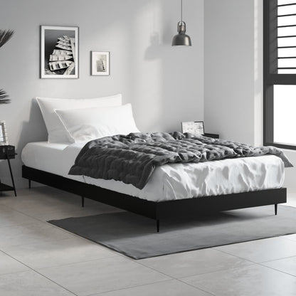 vidaXL Bed Frame without Mattress Black 90x200 cm Engineered Wood 1