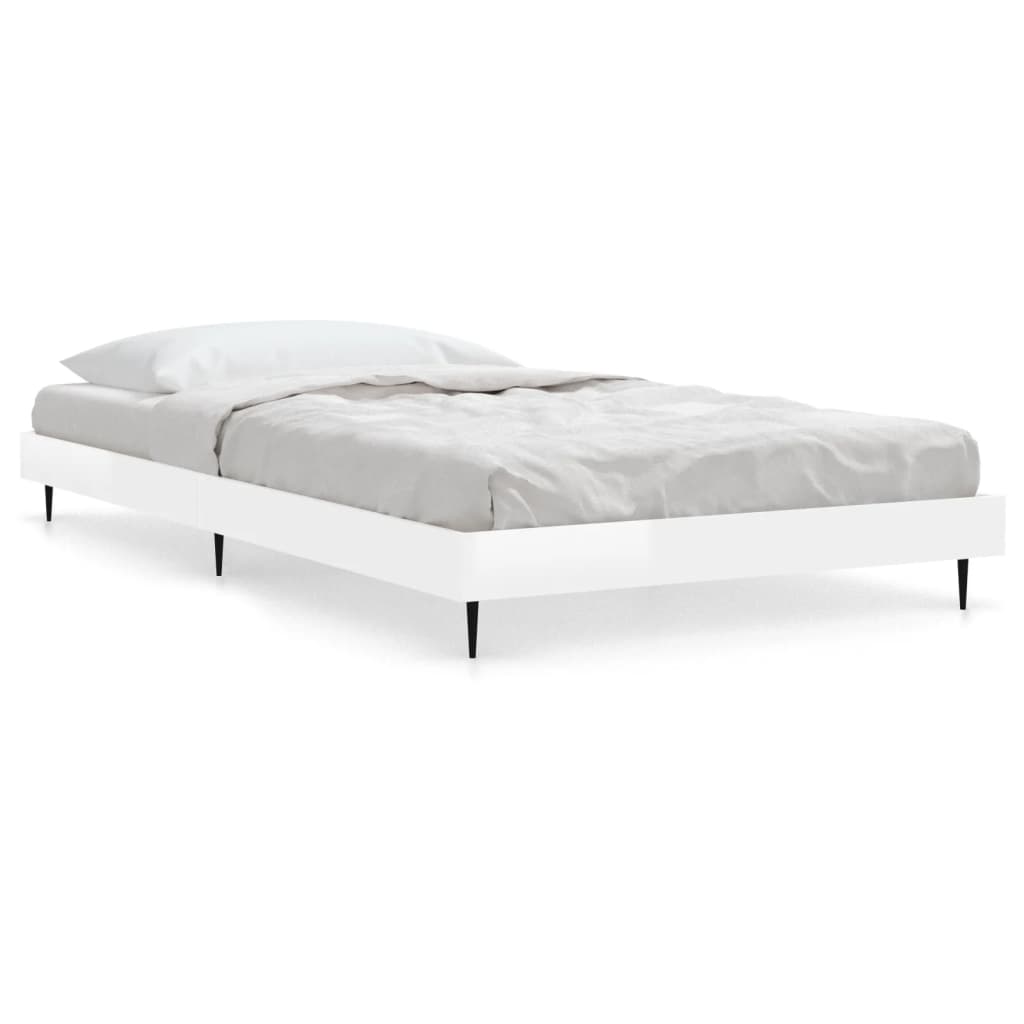vidaXL Bed Frame without Mattress High Gloss White 90x200 cm 2