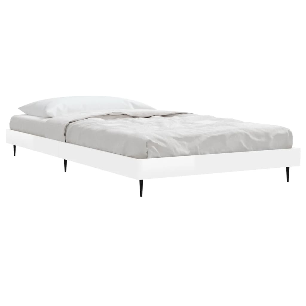 vidaXL Bed Frame without Mattress High Gloss White 90x200 cm 3