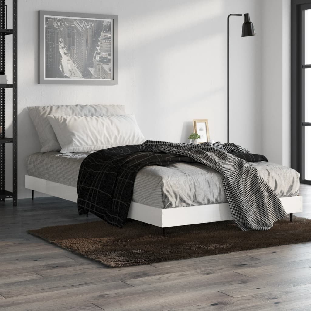 vidaXL Bed Frame without Mattress High Gloss White 90x200 cm 4