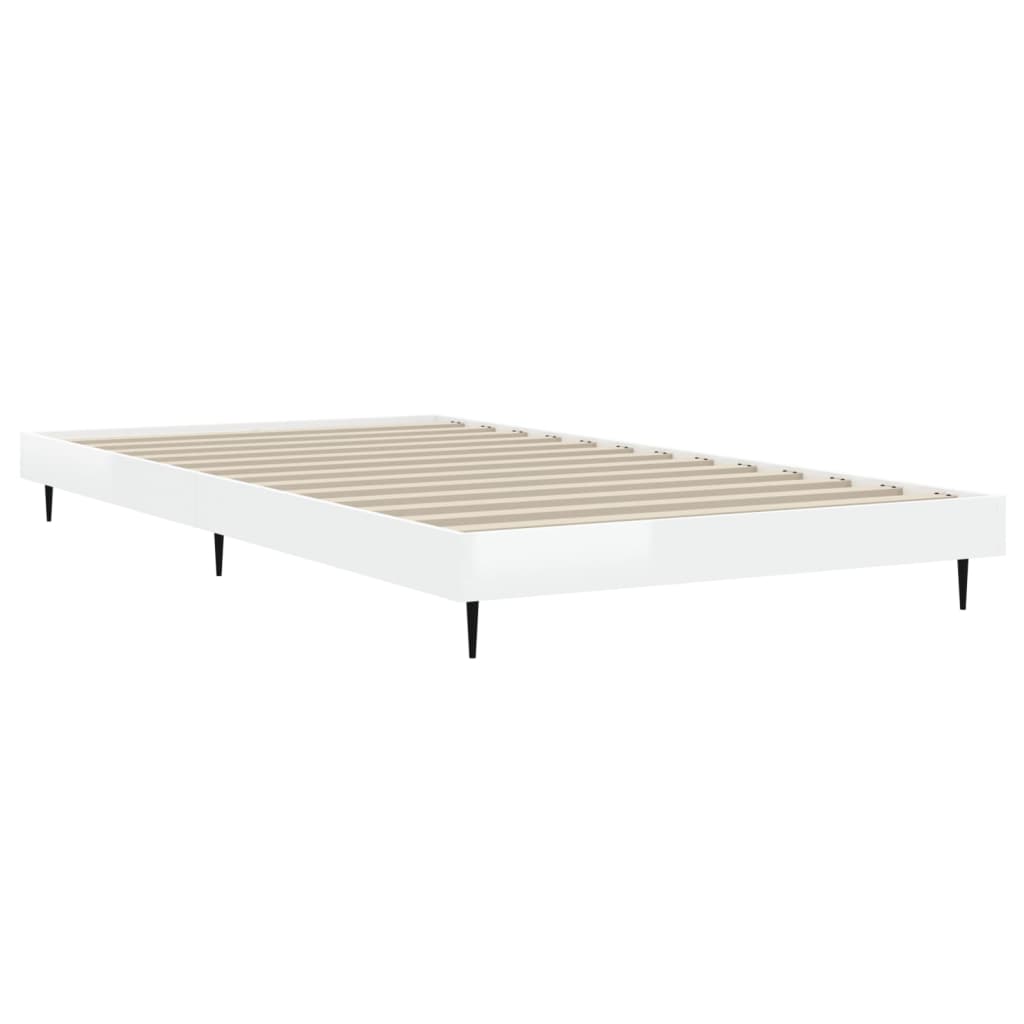 vidaXL Bed Frame without Mattress High Gloss White 90x200 cm 5