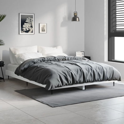 Bed Frame without Mattress 135x190 cm High gloss white
