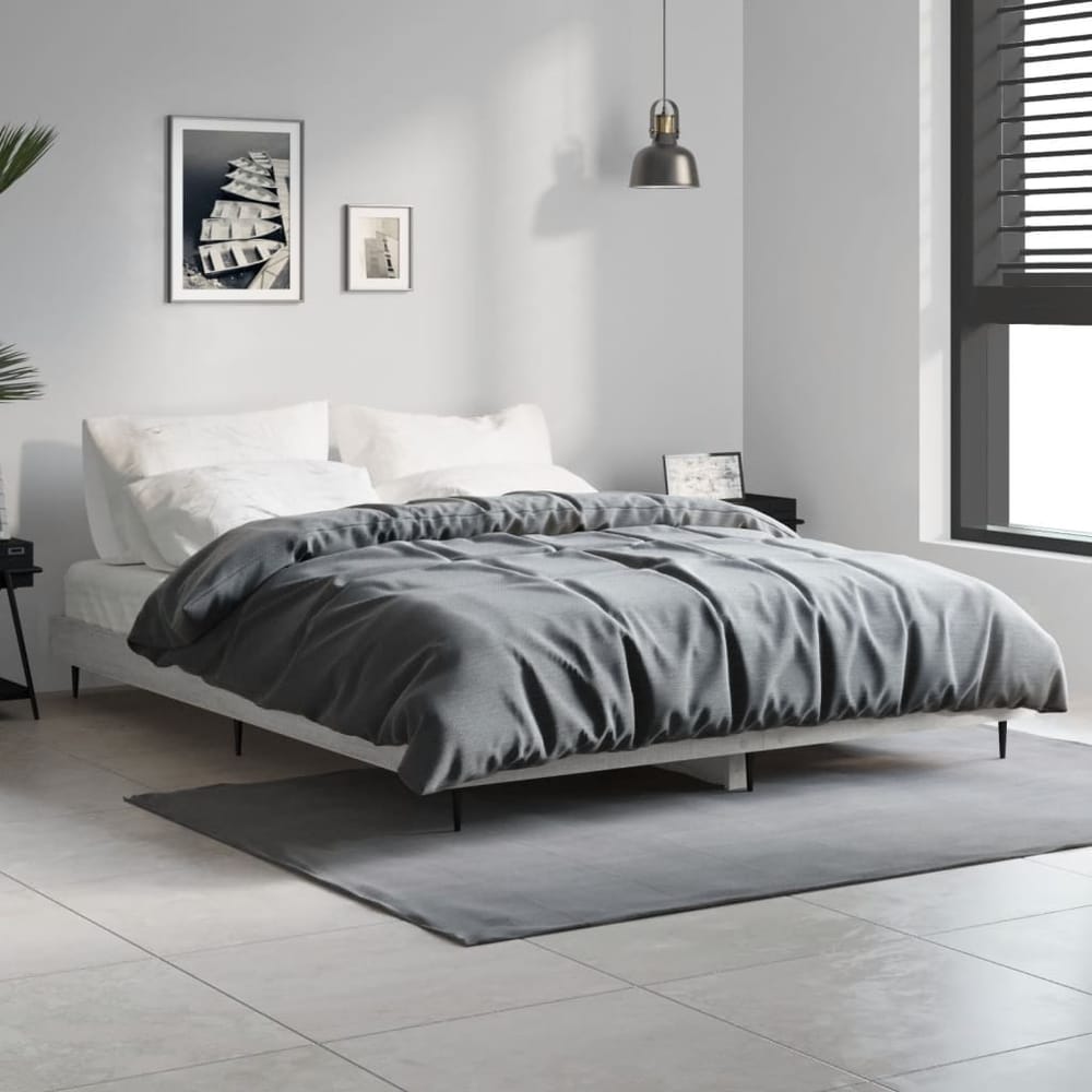 Bed Frame without Mattress 135x190 cm Grey sonoma
