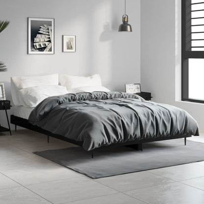 vidaXL Bed Frame without Mattress Black 120x190 cm Small Double Engineered Wood 1