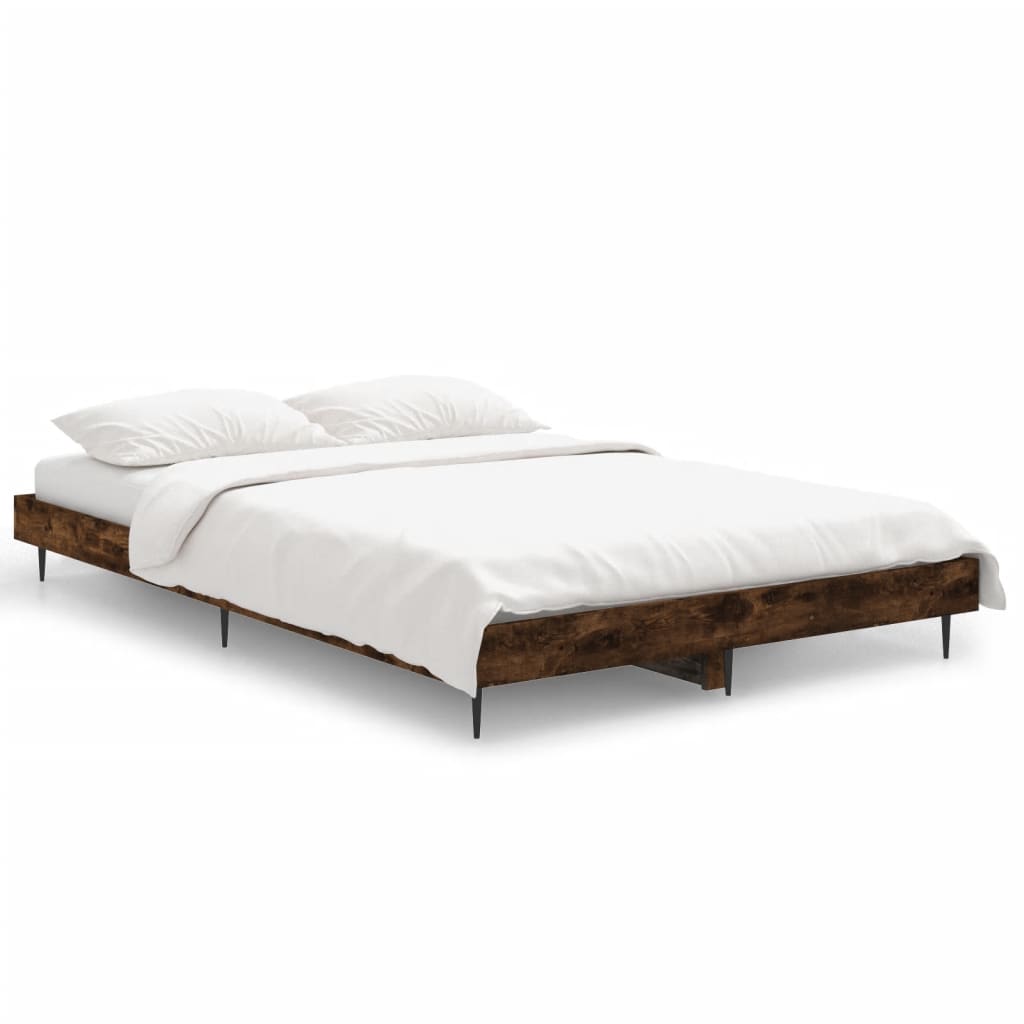 vidaXL Bed Frame without Mattress Smoked Oak 120x190 cm Small Double Engineered Wood 2