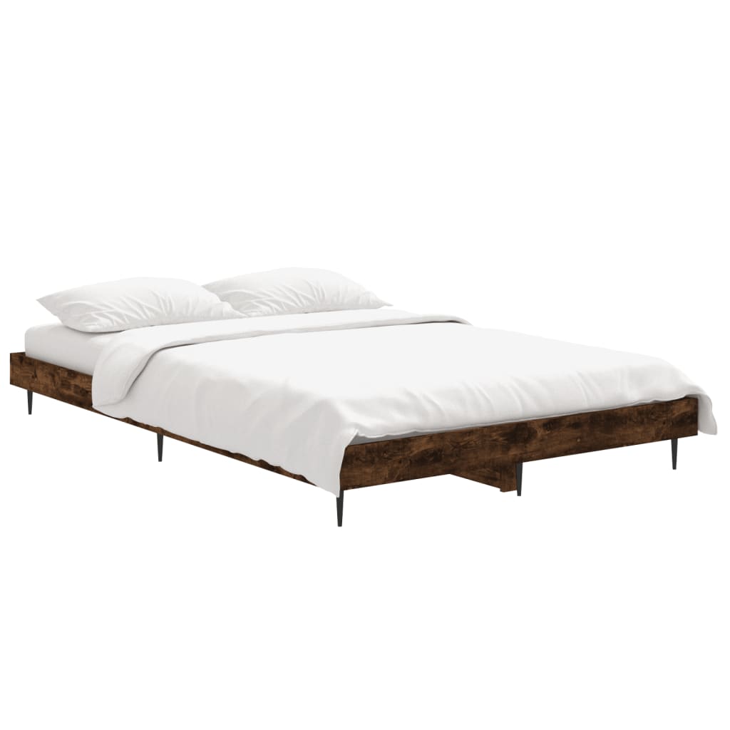 vidaXL Bed Frame without Mattress Smoked Oak 120x190 cm Small Double Engineered Wood 3